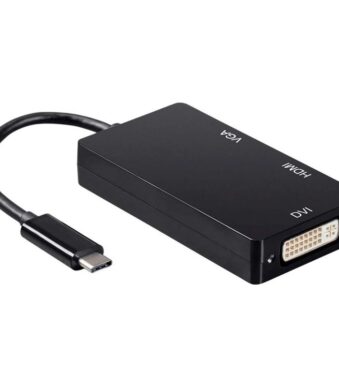 Conversor Aisens A109-0343/ USB Tipo-C Macho - DVI Hembra/ VGA Hembra / HDMI Hembra/ 15cm/ Negro