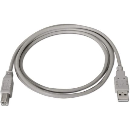 Cable USB 2.0 Impresora Aisens A101-0001/ USB Tipo-B Macho - USB Macho/ Hasta 2.5W/ 60Mbps/ 1m/ Beige