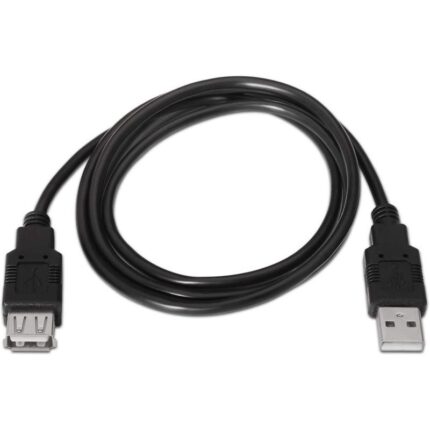 Cable Alargador USB 2.0 Aisens A101-0015/ USB Macho - USB Hembra/ Hasta 2.5W/ 60Mbps/ 1m/ Negro