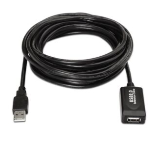 Cable Alargador USB 2.0 Aisens A101-0018/ USB Macho - USB Hembra/ Hasta 2.5W/ 60Mbps/ 5m/ Negro
