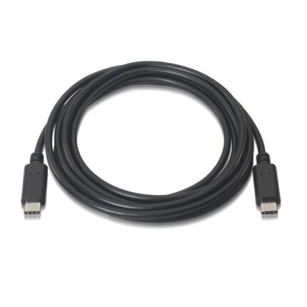 Cable USB 2.0 Tipo-C Aisens A107-0057/ USB Tipo-C Macho - USB Tipo-C Macho/ Hasta 9W/ 625Mbps/ 2m/ Negro