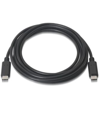 Cable USB 2.0 Tipo-C Aisens A107-0058/ USB Tipo-C Macho - USB Tipo-C Macho/ Hasta 9W/ 625Mbps/ 3m/ Negro
