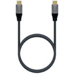 Cable USB 2.0 Tipo-C Aisens A107-0629 5A 100W/ USB Tipo-C Macho - USB Tipo-C Macho/ Hasta 100W/ 60Mbps/ 2m/ Gris