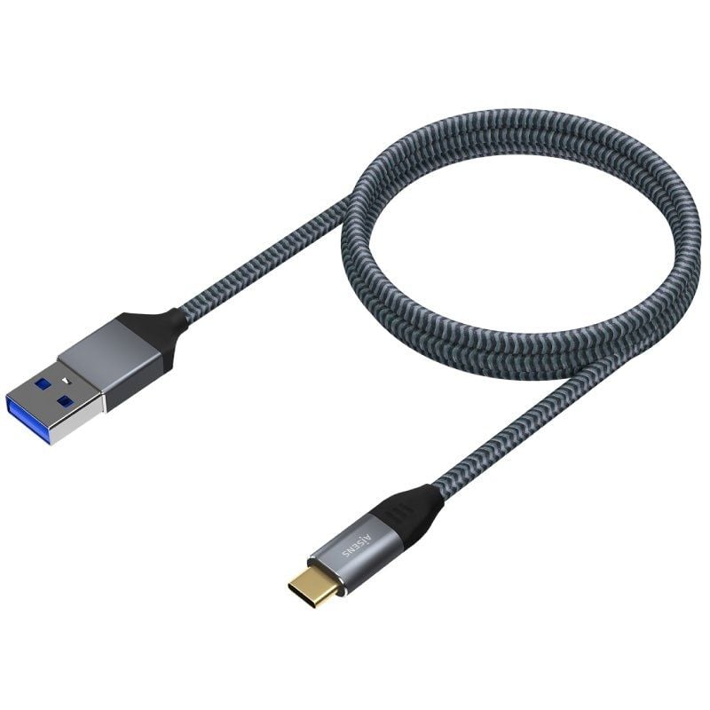Cable USB 3.1 Aisens A107-0630/ USB Tipo-C Macho - USB Macho/ Hasta 27W/ 1250Mbps/ 50cm/ Gris