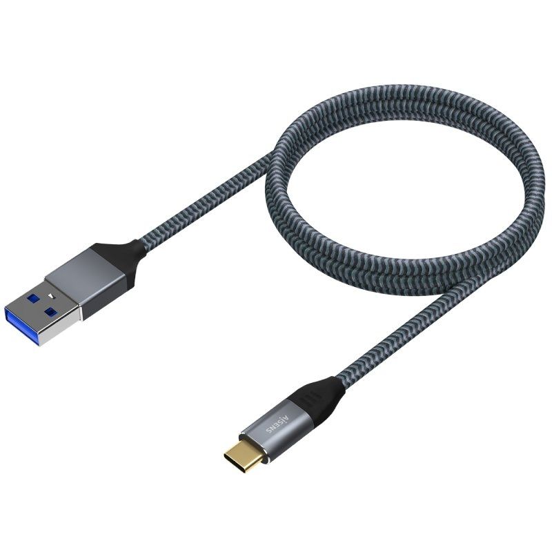 Cable USB 3.1 Aisens A107-0633/ USB Tipo-C Macho - USB Macho/ Hasta 27W/ 1250Mbps/ 2m/ Gris