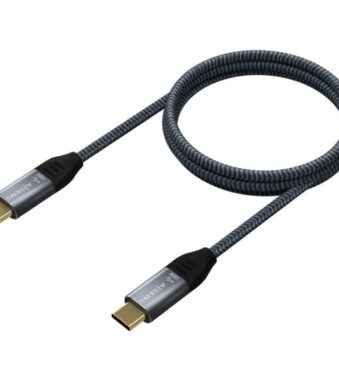 Cable USB 3.2 Tipo-C Aisens A107-0670 20GBPS 100W/ USB Tipo-C Macho - USB Tipo-C Macho/ Hasta 100W/ 2500Mbps/ 60cm/ Gris