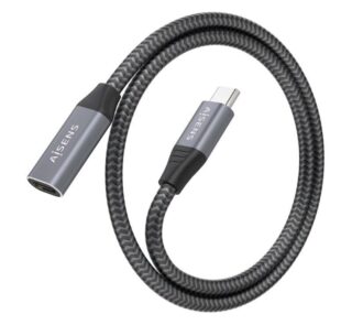 Cable Alargador USB 3.2 Aisens A107-0761/ USB Tipo-C Macho - USB Tipo-C Hembra/ Hasta 100W/ 20Gbps/ 1.5m/ Gris