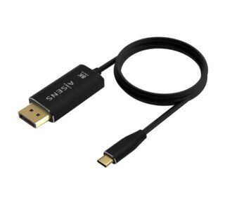 Cable Conversor DisplayPort 8K 60HZ Aisens A109-0686/ USB Tipo-C Macho - DisplayPort Macho/ Hasta 27W/ 1250Mbps/ 80cm/ Negro