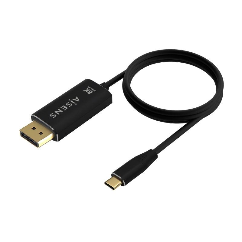 Cable Conversor DisplayPort 8K 60HZ Aisens A109-0686/ USB Tipo-C Macho - DisplayPort Macho/ Hasta 27W/ 1250Mbps/ 80cm/ Negro