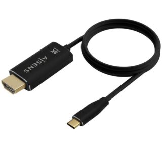 Cable Conversor Aisens A109-0712/ USB Tipo-C Macho/ HDMI 8K Macho/ Hasta 27W/ 6000Mbps/ 2m/ Negro