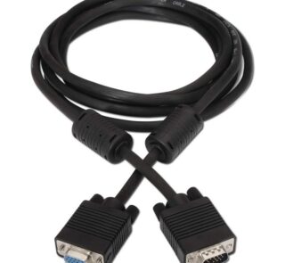 Cable Alargador SVGA Aisens A113-0078/ VGA Macho - VGA Hembra/ Hasta 3W/ 10Mbps/ 1.8m/ Negro