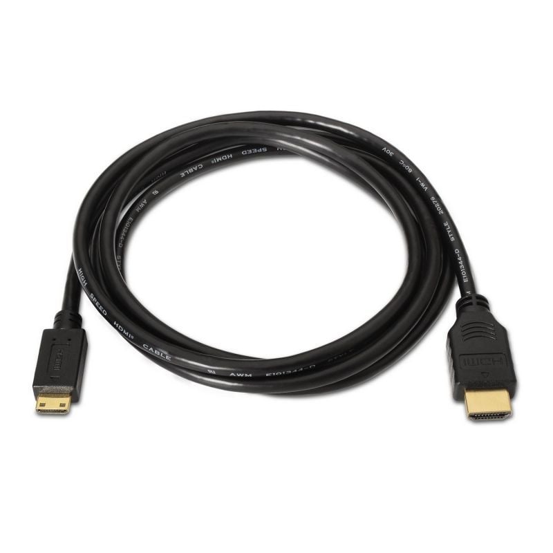 Cable HDMI Aisens A119-0115/ HDMI Macho - Mini HDMI Macho/ Hasta 10W/ 720Mbps/ 3m/ Negro