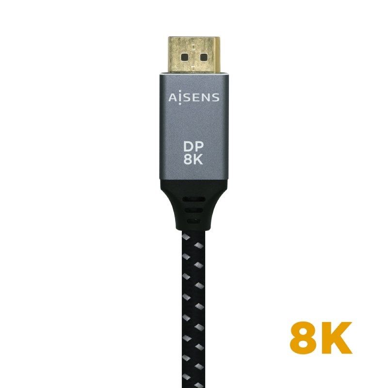 Cable Displayport 1.4 8K Aisens A149-0435/ Displayport Macho - Displayport Macho/ 1m/ Negro Gris