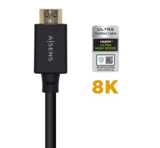Cable HDMI 2.1 8K Aisens A150-0420/ HDMI Macho - HDMI Macho/ 50cm/ Certificado/ Negro