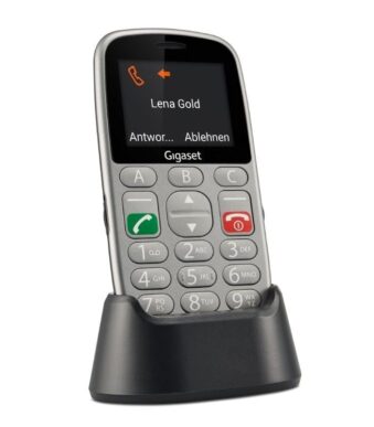Teléfono Móvil Gigaset GL390 para Personas Mayores/ Gris