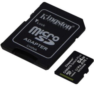 Tarjeta de Memoria Kingston CANVAS Select Plus 64GB microSD XC con Adaptador/ Clase 10/ 100MBs