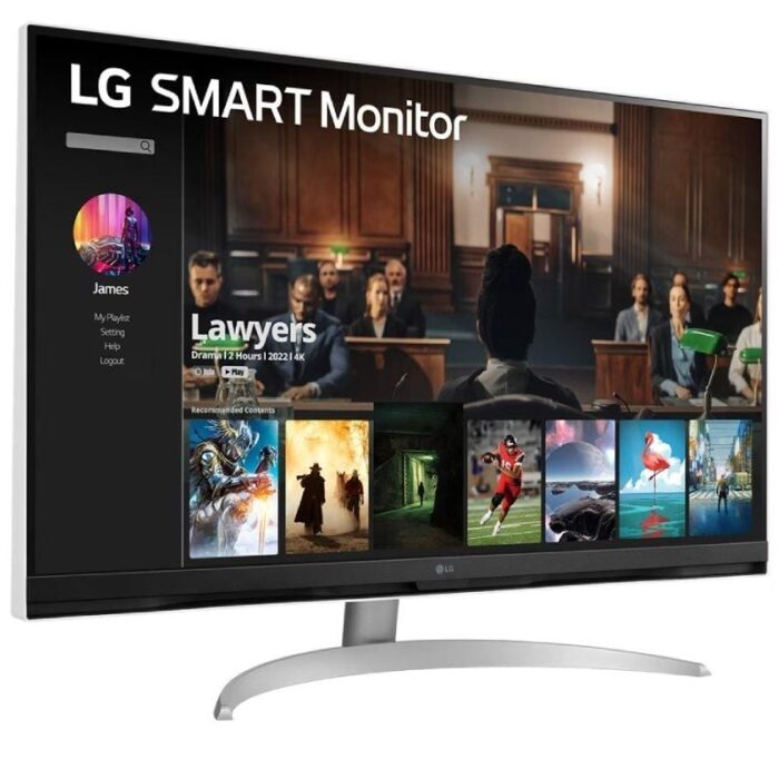 Smart Monitor LG 32SQ700S-W 31.5"/ 4K/ Smart TV/ Multimedia/ Regulable en altura/ Plata y Blanco