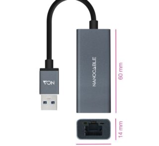 Adaptador USB 3.0 - RJ45 Nanocable 10.03.0405/ 1000Mbps