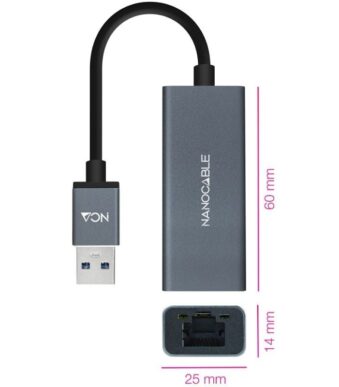 Adaptador USB 3.0 - RJ45 Nanocable 10.03.0405/ 1000Mbps