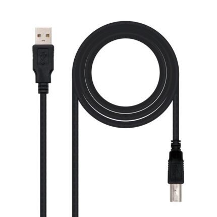 Cable USB 2.0 Impresora Nanocable 10.01.0102/ USB Tipo-B Macho - USB Macho/ 1m/ Negro