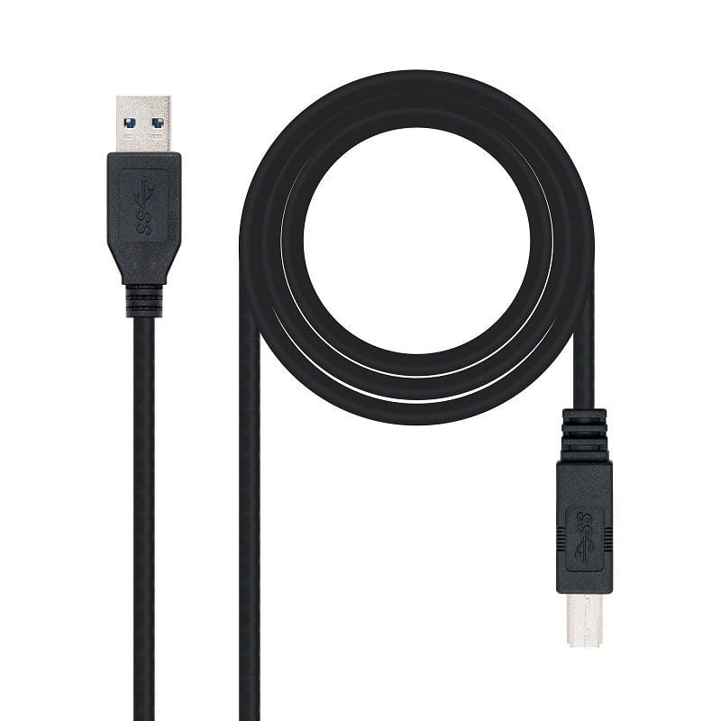 Cable USB 3.0 Impresora Nanocable 10.01.0802-BK/ USB Tipo-B Macho - USB Macho/ 2m/ Negro