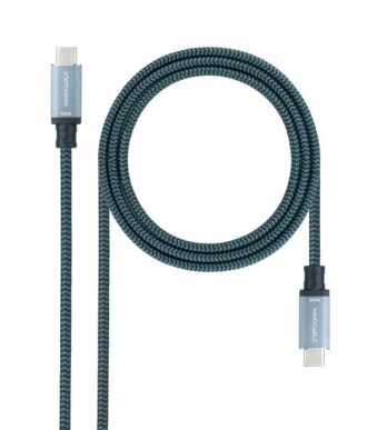 Cable USB 3.1 Nanocable 10.01.4101-COMB/ USB Tipo-C Macho - USB Tipo-C Macho/ Hasta 100W/ 20Gbps/ 1m/ Gris y Negro