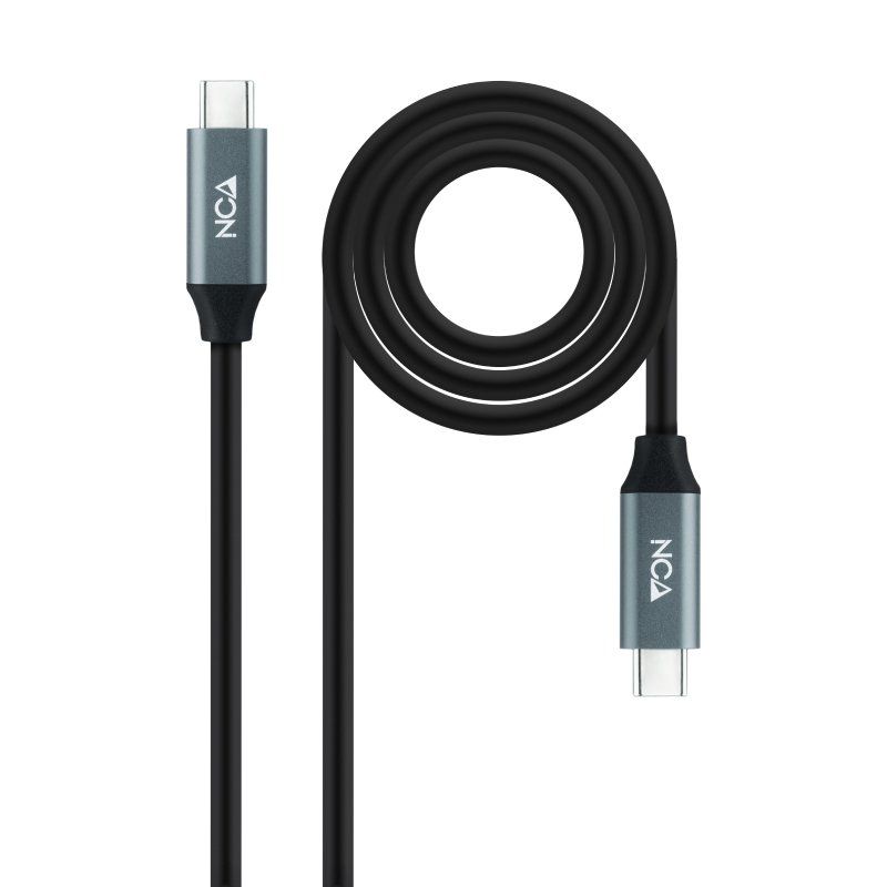 Cable USB 3.2 Nanocable 10.01.4300/ USB Tipo-C Macho - USB Tipo-C Macho/ 50cm/ Gris y Negro