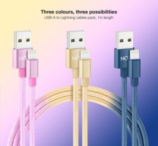 Cables USB 2.0 Lightning Nanocable 10.10.0401-CO2/ USB Macho - Lightning Macho/ 1m/ 3 Unidades/ Rosa