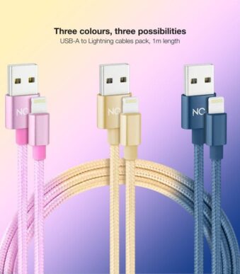 Cables USB 2.0 Lightning Nanocable 10.10.0401-CO2/ USB Macho - Lightning Macho/ 1m/ 3 Unidades/ Rosa