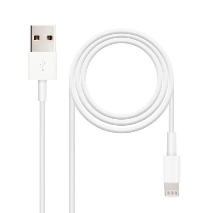 Cable USB 2.0 Lightning Nanocable 10.10.0402/ USB Macho - Lightning Macho/ 2m/ Blanco