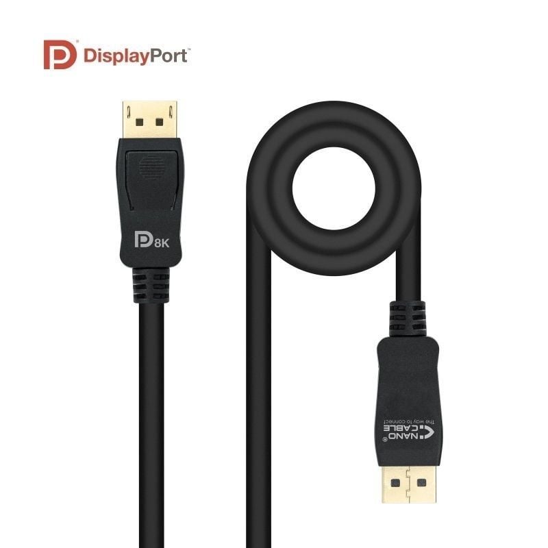 Cable DisplayPort 1.4 8K Nanocable 10.15.2500/ DisplayPort Macho - DisplayPort Macho/ 50cm/ Certificado/ Negro