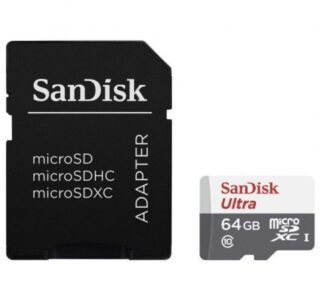 Tarjeta de Memoria SanDisk Ultra 64GB microSD XC con Adaptador/ Clase 10/ 100MB/s