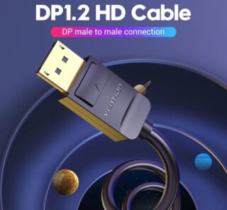 Cable Displayport 1.2 4K Vention HACBJ/ Displayport Macho - Displayport Macho/ 5m/ Negro