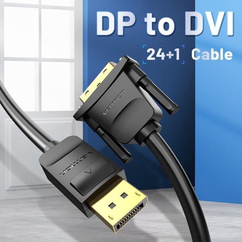 Cable Conversor Vention HAFBF/ Displayport Macho - DVI Macho/ 1m/ Negro