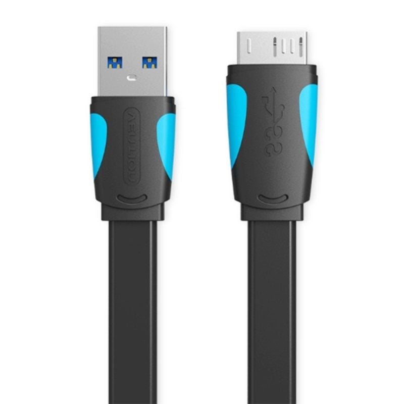 Cable USB 3.0 Vention VAS-A12-B050/ MicroUSB Macho - USB Macho/ 10W/ 5Gbps/ 50cm/ Azul y Negro