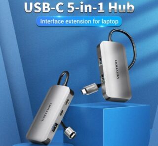 Hub USB Tipo-C Vention TNDHB/ 3xUSB/ 1xUSB Tipo-C/ 1xUSB Tipo-C PD