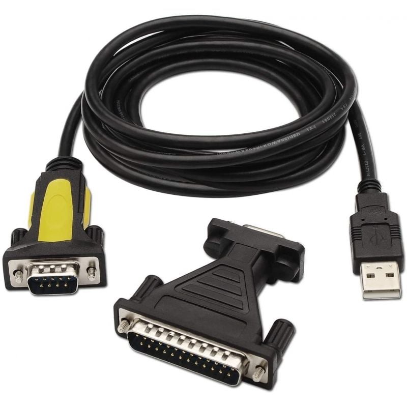 Cable Conversor impresora Aisens A104-0039/ USB Macho - DB9 Macho/ 1.8m/ Negro