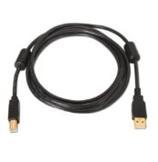 Cable USB 2.0 Impresora Aisens A101-0011/ USB Tipo-B Macho - USB Macho/ Hasta 2.5W/ 60Mbps/ 5m/ Negro