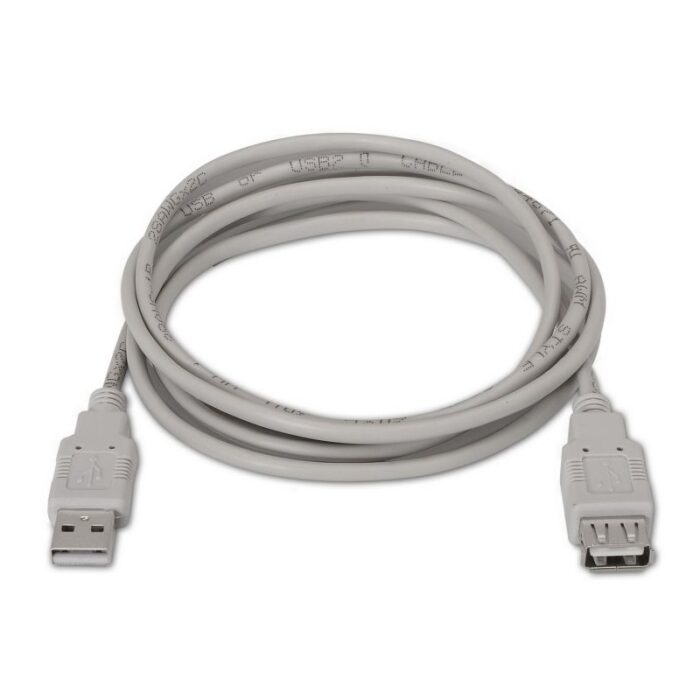 Cable Alargador USB 2.0 Aisens A101-0014/ USB Macho - USB Hembra/ Hasta 2.5W/ 60Mbps/ 3m/ Beige