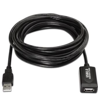 Cable Alargador USB 2.0 Aisens A101-0019/ USB Macho - USB Hembra/ Hasta 2.5W/ 60Mbps/ 10m/ Negro