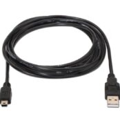 Cable USB 2.0 Aisens A101-0023/ USB Macho - USB Mini Macho/ Hasta 2.5W/ 60Mbps/ 50cm/ Negro