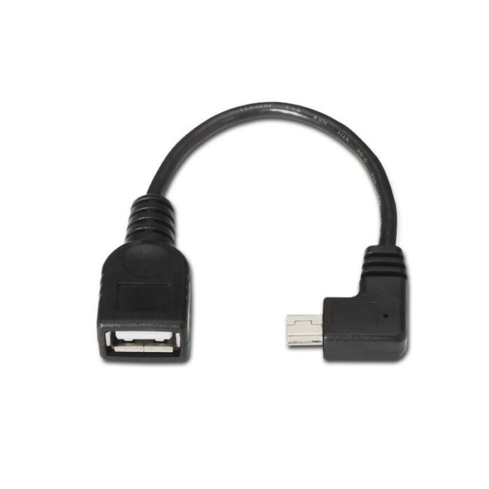 Cable USB 2.0 Aisens A101-0034/ MiniUSB Macho - USB Hembra/ Hasta 2.5W/ 60Mbps/ 15cm/ Negro