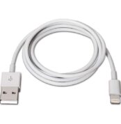 Cable Lightning Aisens A102-0035/ USB Macho - Lightning Macho/ Hasta 2.5W/ 60Mbps/ 1m/ Blanco