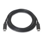 Cable USB 2.0 Tipo-C Aisens A107-0056/ USB Tipo-C Macho - USB Tipo-C Macho/ Hasta 9W/ 625Mbps/ 1m/ Negro