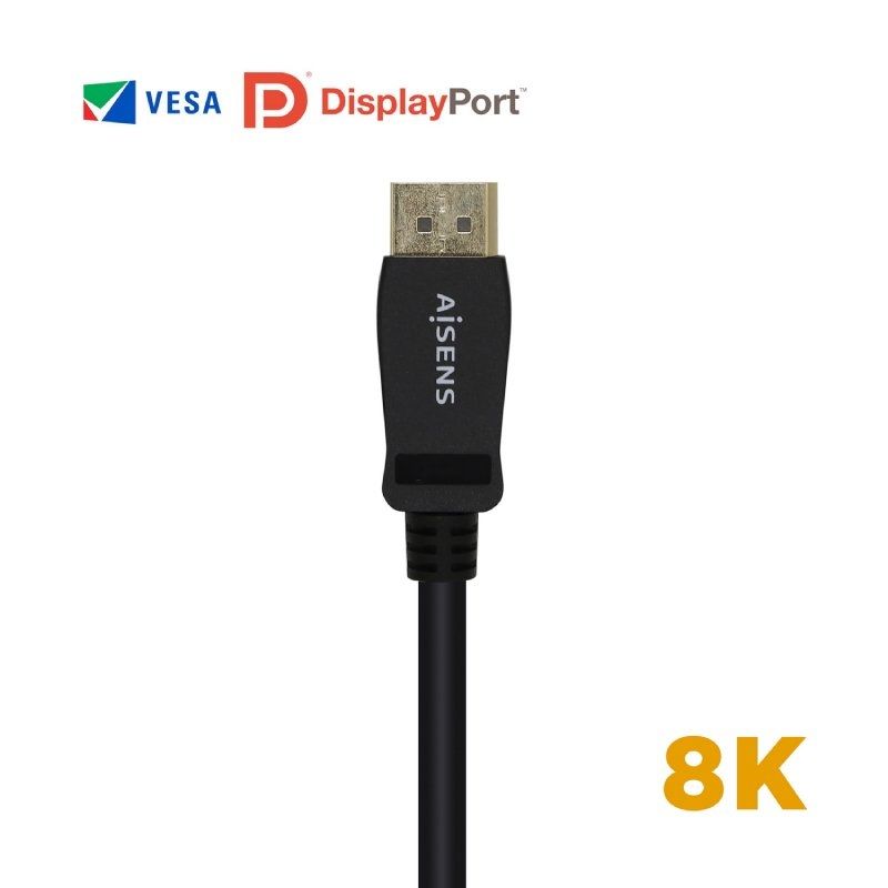 Cable DisplayPort 1.4 8K Aisens A149-0430/ DisplayPort Macho - DisplayPort Macho/ 50cm/ Certificado/ Negro