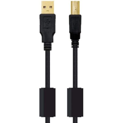 Cable USB 2.0 Impresora Nanocable 10.01.1203/ USB Tipo-B Macho - USB Macho/ 3m/ Negro