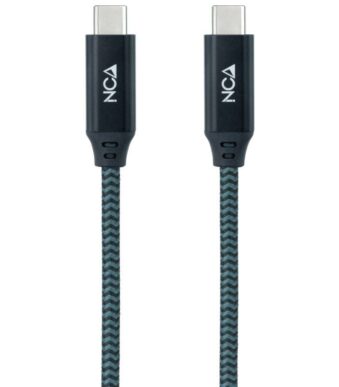 Cable USB 3.2 Nanocable 10.01.4302-COMB/ USB Tipo-C Macho - USB Tipo-C Macho/ 2m/ Gris y Negro