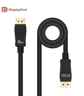 Cable DisplayPort 1.4 8K Nanocable 10.15.2502/ DisplayPort Macho - DisplayPort Macho/ 2m/ Certificado/ Negro