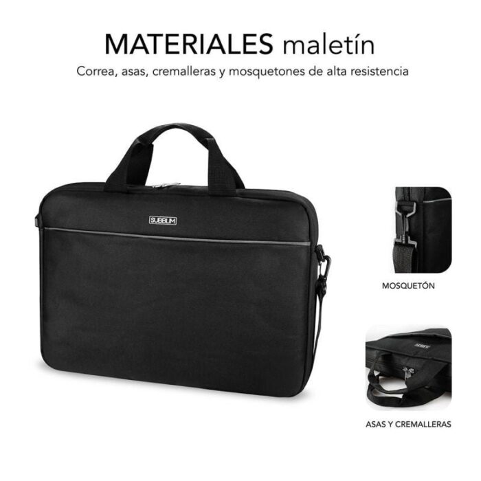 Maletín + Ratón Inalámbrico Subblim Select Pack para Portátiles hasta 15.6"/ Cinta para Trolley/ Negro