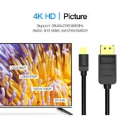 Cable Conversor Vention HAABI/ Mini DisplayPort Macho - DisplayPort Macho/ 3m/ Negro